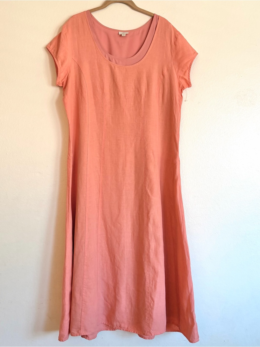 J. Crew Coral Scoop-Neck linen Midi Coastal Dress *small flaw